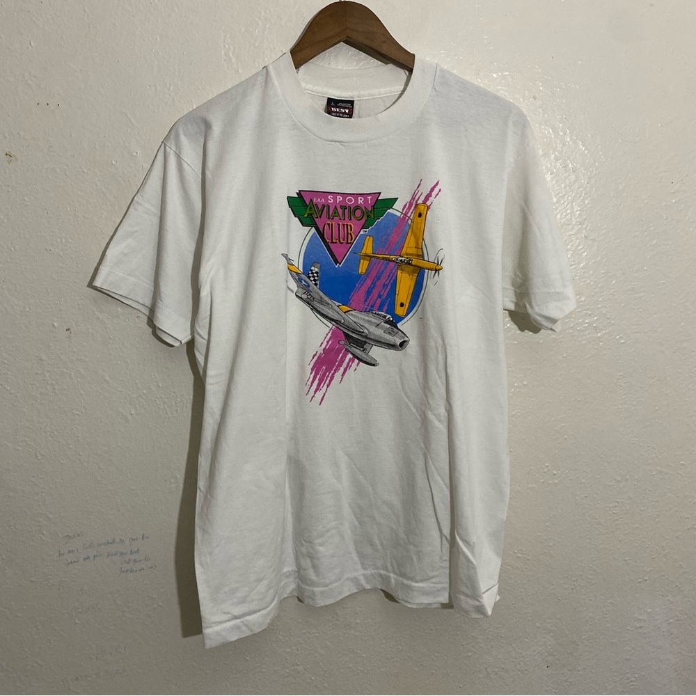 Fruit of the Loom White Airplane Graphic Tee